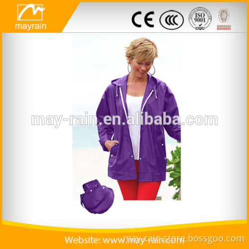 2016 fashion lady foldable rain jacket